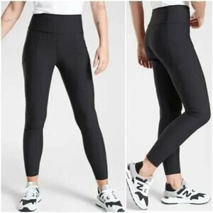 Athleta Stellar City Tight Pants High Rise 2 Black Wide Waistband Ankle